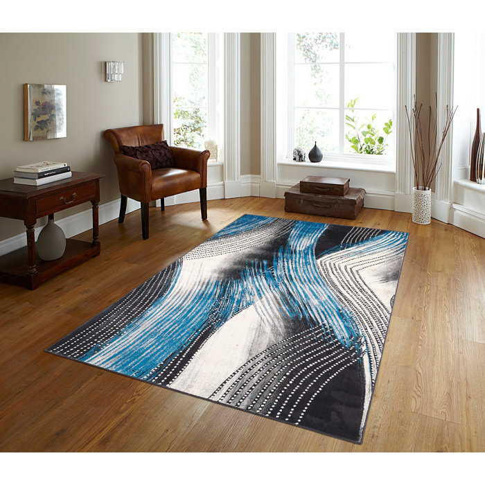 Orren Ellis Sebring Abstract Blue/Black Area Rug & Reviews Wayfair.ca
